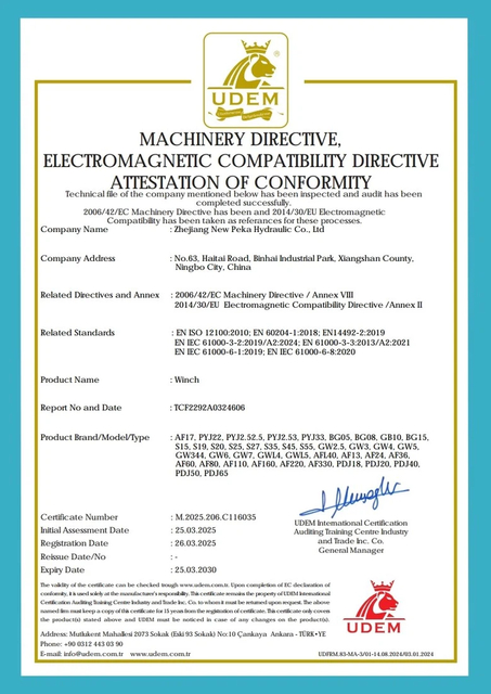 MACHINERY DIRECTIVE,ELECTROMAGNETIC COMPATIBILITY DIRECTIVEATTESTATION OF CONFORMITY